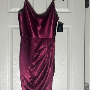 I.N. San Francisco Burgundy Cowl Neck Mini Dress
